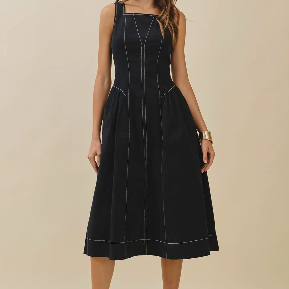 TCEC Black Midi Dress with White Stitching - Picture 2 of 5